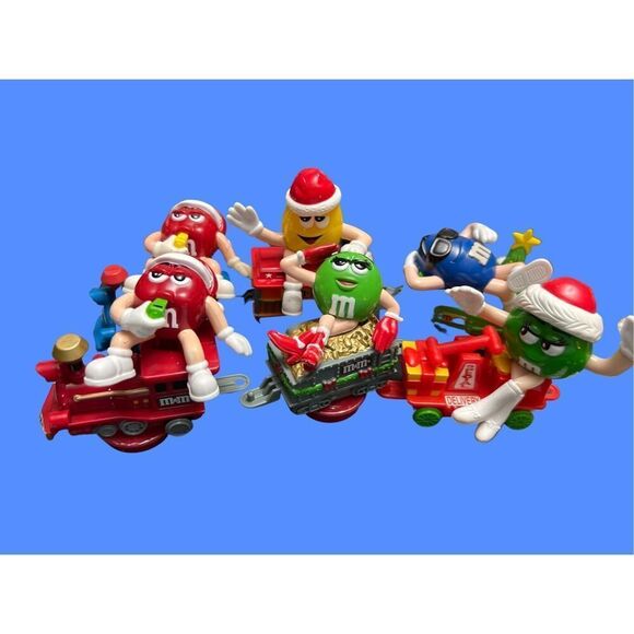 17 PC Vintage Mars M&M Train Christmas Candy Tube Topper Figures Christmas - Picture 2 of 5